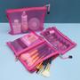 Imagem de HRX Pacote de malha de nylon sacos de maquiagem com zíper, 6PCS bolsas cosméticas caneta lápis organizador caso rosa quente para bolsa de viagem saco de fralda (A5 x 3pcs, A6 x 3pcs)