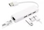 Imagem de Hub Ethernet Rj45 Com 3 Portas Usb LE-4102
