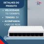 Imagem de Hub Switch Rj45 Internet 8 Portas 10/100 Mbps C/Cabo 3Metros
