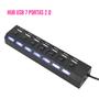 Imagem de Hub USB 2.0 com 7 Entradas Portas Extensão Switch LED Pc