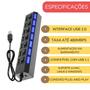 Imagem de Hub USB 2.0 com 7 Portas Extensor Prático c/ Chave Seletoral