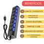 Imagem de Hub USB 2.0 com 7 Portas Extensor Prático c/ Chave Seletoral