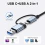 Imagem de Hub Usb 3.0 4 Portas Extensão USB-A e Tipo-C 2em1 Adaptador Pendrive