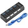 Imagem de Hub Usb 3.0 Com 4 Portas High Speed 5 Gbps Com Teclas On/Off Suporta HD Até 1Tb