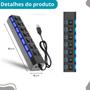 Imagem de Hub USB 7 Portas  Conecte HD Externo, Pendrive e Outros Dispositivos com Alta Velocidade
