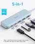 Imagem de Hub USB-C Anker 332 5 em 1 - HDMI 4K, USB-C/A 5Gbps (Azul)