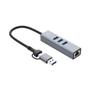 Imagem de Hub Usb C3tech 3.0 3 Portas Usb E 1 Lan Com Conector Alternável Hu-lan1000gy Cinza