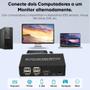 Imagem de Hub USB Chaveador Switch Kvm 2 Portas 4k Conecta 2 PC a 1 Monitor Mouse Teclado c/ Cabo HDMI