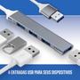 Imagem de Hub Usb Tipo C e A 3.0 4 Portas Usb 3.0 5 Gbps Para Computador Celular