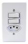 Imagem de Ilumi - interruptor 2simples+tomada 2polos+terra com placa branco 20a stylus