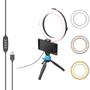 Imagem de Iluminador Led Ring Light 20 cm 8 Polegadas Com Tripé de Mesa e Suporte de Celular 3 Tons de Luz