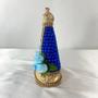 Imagem de Imagem nossa senhora aparecida pérola azul com flores 14cm