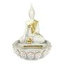 Imagem de Incensário Buda Tibetano Branco Meditar Lótus 11 cm Resina