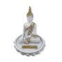 Imagem de Incensário Buda Tibetano Branco Meditar Lótus 11 cm Resina