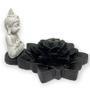 Imagem de Incensário cascata Flor de Lotus Buda branco e preto 7 cm