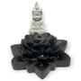 Imagem de Incensário cascata Flor de Lotus Buda branco e preto 7 cm