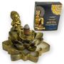 Imagem de Incensário Cascata Flor De Lotus Buda Sonhador Dourado 7 Cm