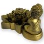 Imagem de Incensário cascata Flor de Lotus pontudo Buda sonhador dourado 7 cm em resina - 47200