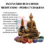 Imagem de Incensário Cascata Porta Incenso Buda Hindu + 10 Cones + Pedras 7 Chakras