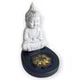 Imagem de Incensário Mini Oval Buda Tibetano branco e preto 5 cm em resina 47-222