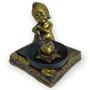 Imagem de Incensário quadrado Buda sonhador dourado e preto 7 cm em resina - 47182
