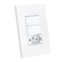Imagem de Interruptor Dubai 2 Teclas Simples e Tomada 20A Com Placa Branco Enerbras