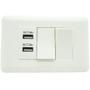 Imagem de Interruptor Duplo e 2 Portas USB Celular Adaptador Parede