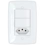 Imagem de Interruptor Duplo simples com tomada 10A Branco Finesse+ B.lux