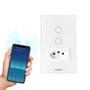 Imagem de Interruptor Inteligente WiFi branco 2 botões com Tomada Smart Sem Fio Doméstico Multifuncional Alexa google home