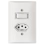 Imagem de Interruptor Simples 1 Tecla + Tomada 10A 2p+t Branco Com Espelho Bivolt 127V e 250V