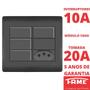 Imagem de Interruptor Simples 10A 4 Teclas Tomada Padrão 2P+T 20A E Módulo Cego Com Placa 4X4 Habitat Preto FAME