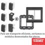 Imagem de Interruptor Simples 10A 4 Teclas Tomada Padrão 2P+T 20A E Módulo Cego Com Placa 4X4 Habitat Preto FAME