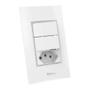 Imagem de Interruptor Simples 20A 4X2 2 Teclas e Tomada Branco Beleze Enerbras