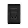 Imagem de Interruptor Simples Duplo e Tomada 2P+T 10A Fame Habitat Black com Placa 4x2 Preto