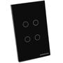 Imagem de Interruptor Touch Zigbee com 4 Botões Preto Novadigital ZTS-4-B / ZTS-US4-B