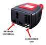 Imagem de Inversor 12V Bivolt Carro Tomada E Usb 150W Potente Com