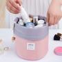 Imagem de INVODA Saco cosmético para mulheres em forma de barril Viagem Sacos de maquiagem de grande capacidade Soft Waterproof Portable Drawstring Cosmetic Bag Multifunctional Bucket Toiletry Bag (rosa)