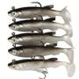 Imagem de Iscas de Pesca com Gabarito - 5 Swimbaits de Plástico Macio com Cabeça Paddle e Cauda