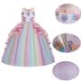 Imagem de IZKIZF Meninas Unicórnio Fantasia Princesa Long Maxi Tule Vestido w / Headband Festa de Aniversário Carnaval Cosplay Dress Up Outfits Multicolorido 10-11T