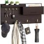 Imagem de JackCubeDesign Entryway Coat Rack Wall Mount Key Holder Email Envelope Organizador Clothes Hat Hanger with Faux Brown Leather Shelf and Tray (Solid Wood, 20.5 x 9.1 x 3.4 polegadas)  :MK362B