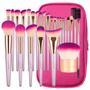 Imagem de JAF 26pcs Professional Pink Makeup Brushes Set with Case Vegan Synthetic Make Up Brushes Set in Zipper Bag Holder Cosmetic Big Makeup Brushes Tools Kit for Face Contour Highlighter