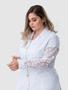 Imagem de Jaleco Feminino gabardine branco com Renda na Manga Pluz Size