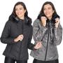 Imagem de Jaqueta Casaco Metalizada Dupla Face Puffer Feminina Nylon Capuz