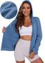 Imagem de Jaqueta com capuz SMENG e capuz com zíper para mulheres, algodão azul, 2XL