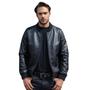 Imagem de Jaqueta de Couro Legitimo Masculina Estilo Bomber Punhos