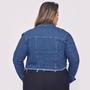 Imagem de Jaqueta Feminina Plus Size Jeans Cropped Curta Jeans Feminina Destoyed Plus Size com Barra Desfiada