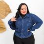 Imagem de jaqueta jeans feminina plus size sem lycra com botao forrado