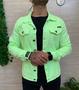 Imagem de Jaqueta Jeans Masculina Verde Neon Slim Com Bolsos