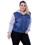 Imagem de Jaqueta Jeans Moletom Feminina Plus Size GG G1 G2 G3