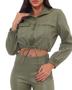 Imagem de Jaqueta Material Sintético Cropped  Feminina 90472 Verde Militar